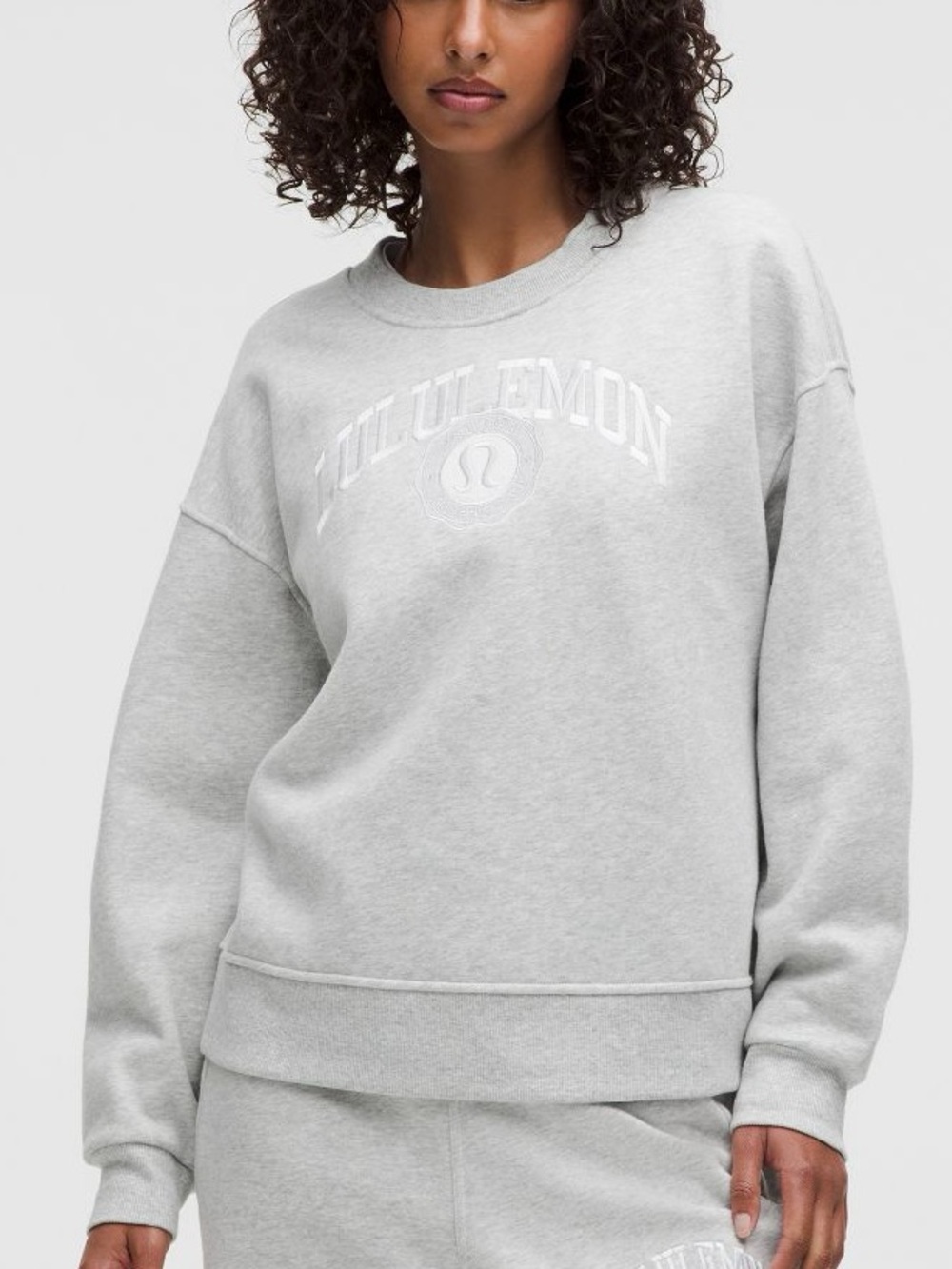 Worn 1x Lululemon athletica perfectly oversized crew graphic sweatshirt XL gray
